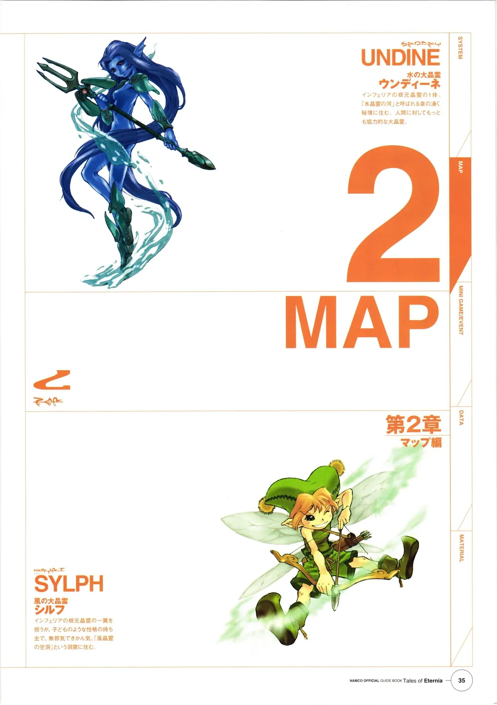 Official guide book chapter divider with Undine and Sylph Greater Craymel artwork